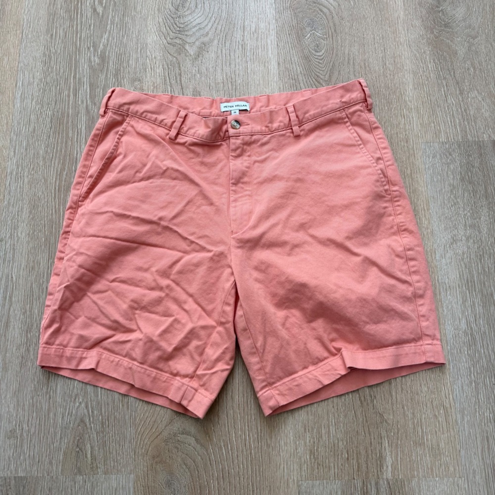 Peter Millar‎ Pilot Twill Men's 34 Pink Pima Cotton Stretch Chino Golf Shorts